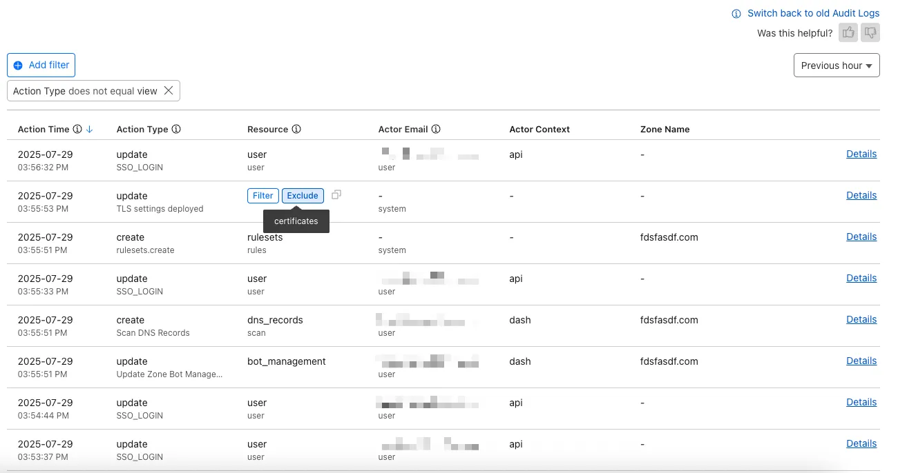 Audit Logs v2 new UI